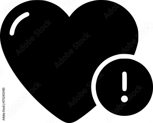 heart with alert heart disease risk on transparent background for web and graphic design
