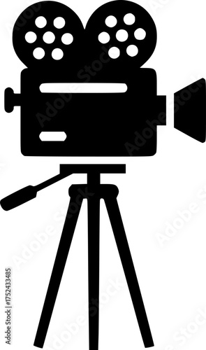 movie camera on tripod on transparent background for web and graphic design
