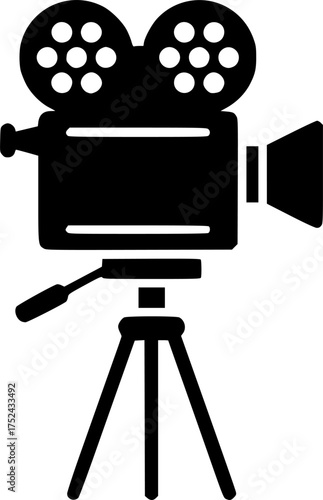 movie camera on tripod on transparent background for web and graphic design
