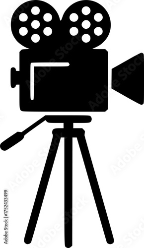 movie camera on tripod on transparent background for web and graphic design
