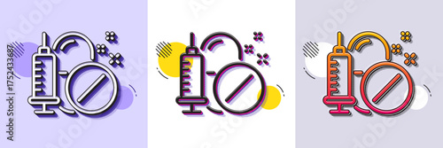 Medical drugs line icon. Halftone dotted pattern. Gradient icon with grain shadow. Medicine syringe sign. Pharmacy medication symbol. Line medical drugs icon. Various designs. Vector
