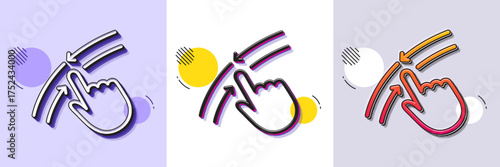 Swipe up down line icon. Halftone dotted pattern. Gradient icon with grain shadow. Move finger sign. Touch technology symbol. Line swipe up icon. Various designs. Vector