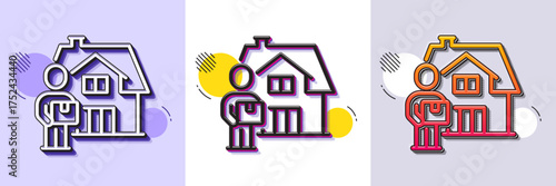 Delivery man line icon. Halftone dotted pattern. Gradient icon with grain shadow. Courier with package sign. Things deliver symbol. Line delivery man icon. Various designs. Vector