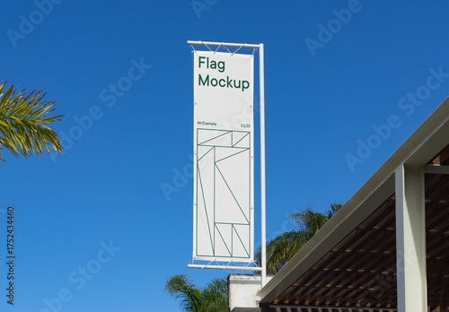 Single Vertical Flag Mockup