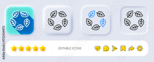 Organic tested line icon. Neumorphic, Flat shadow, 3d buttons. Bio cosmetics sign. Fair trade symbol. Line organic tested icon. Social media icons. Vector