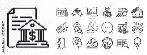 Search text, Inspect and Training results line icons for web app. Glare of light effect. Message icon. Pack of Ice cream, Treasure map, Bank document pictogram icons. Vector