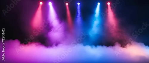 Wallpaper Mural Colorful stage lights illuminate a smoky, vibrant atmosphere. Dynamic beams create an exciting and energetic concert backdrop. Torontodigital.ca