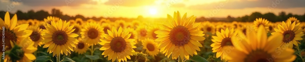 Obraz premium Sunflowers Basking in Golden Afternoon Sunlight A Vibrant Summer Field Displaying Natures Beauty