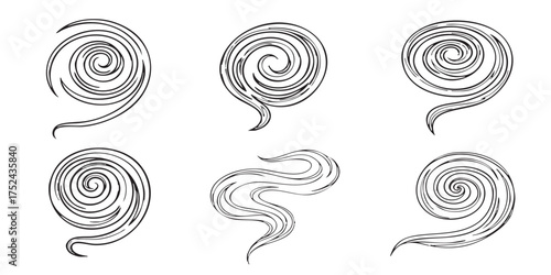 Set of smoke rising transparent icons vector
