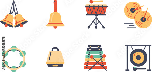 Colorful musical percussion instruments