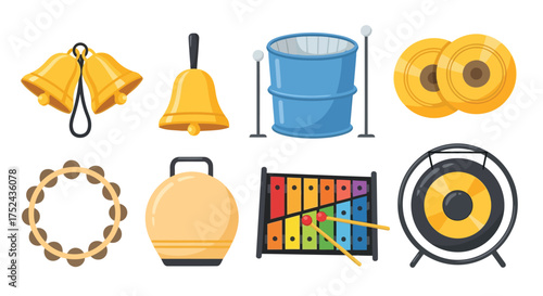 Colorful musical percussion instruments