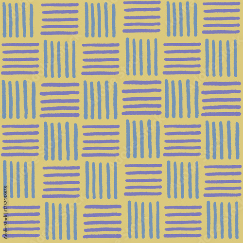 Vector abstract seamless pattern with blue and violet checks. Hand painted illustration for design, print, fabric or background.