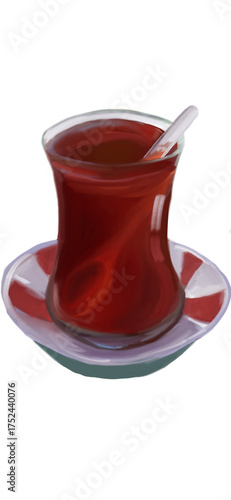 traditional turkish tea close up mug