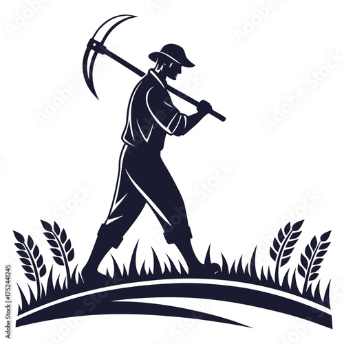 Farmer holding sickle silhouette