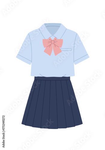 Japanese School Uniform with Pink Bow - Cute and Classic Style