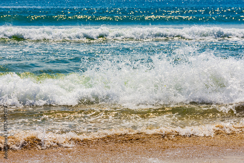 White sea swash. Sea waves. Natural pattern