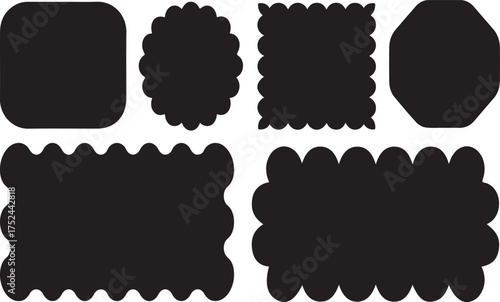 Black Silhouettes of Various Shaped Frames and Borders vector illustration
