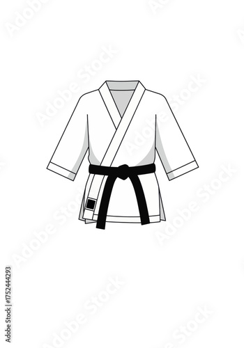 Martial Arts Karate Gi Uniform with Black Belt - Vector Illustration