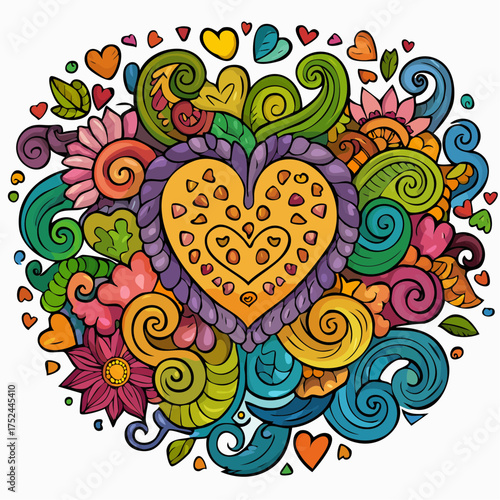 heart with flowers and butterflies