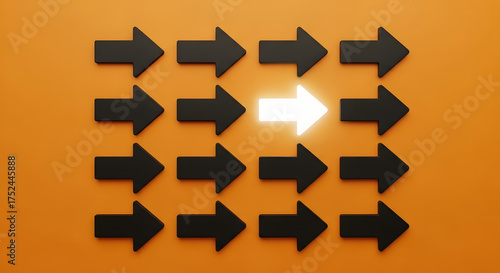 Free Download Standing Out From The Crowd, Think Differently, Individuality And Leadership Concept With White Arrow Goes In A Different Direction From The Black Arrows - GFXLoad