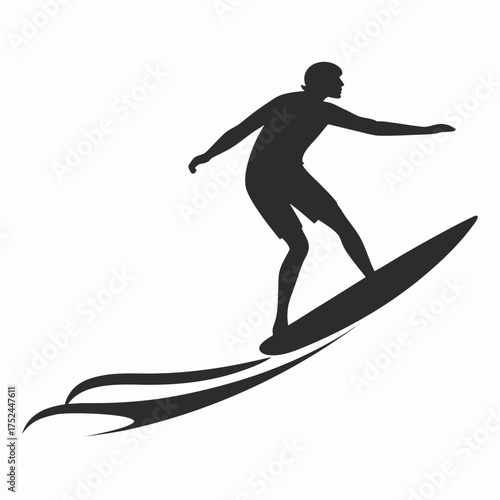 Surfer paddling with arms silhouette