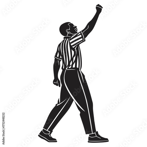 Basketball referee signaling foul silhouette