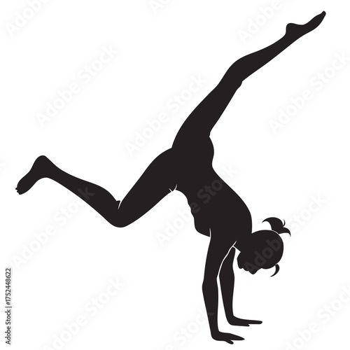 Gymnast mid-cartwheel silhouette