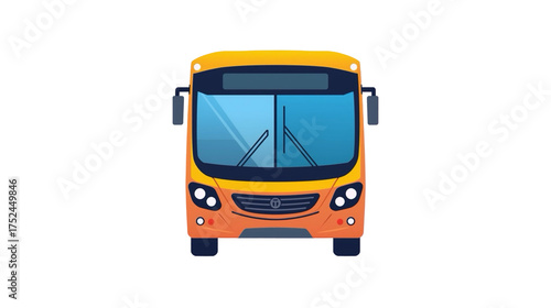 Detailed Flat Style Front View City Bus Public Transportation Illustration