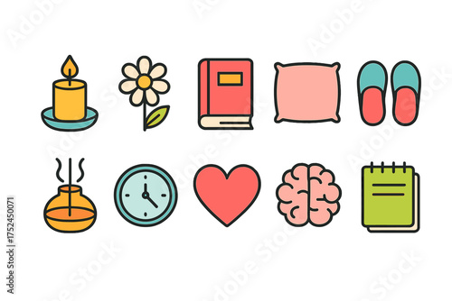 Wellness, relaxation line icon set. calm, mindfulness, health, spa icons outline collection