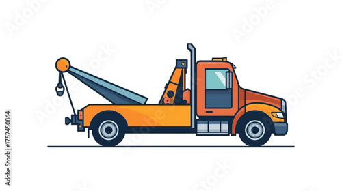Simple Flat Illustration Tow Truck Vehicle Machine Service Graphic