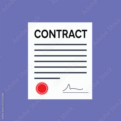 Contract Paper with Signature Vector Illustration