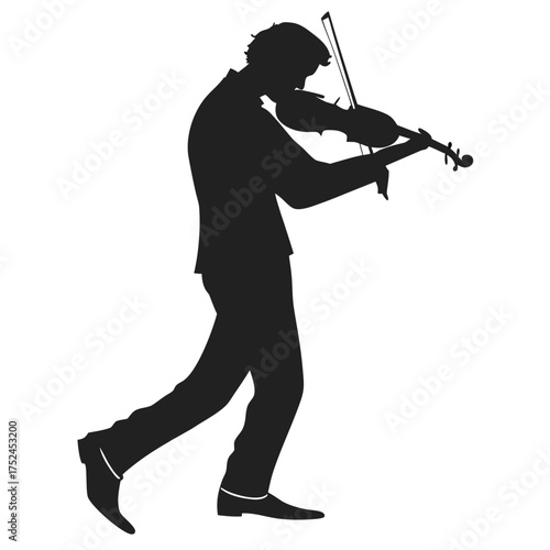 Violinist turning page silhouette