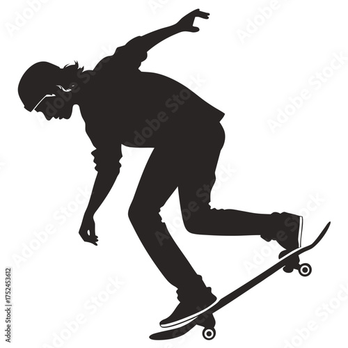 Skateboarder doing grind silhouette