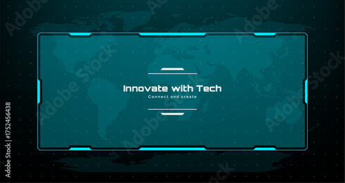 Futuristic hud element with world map background. Digital interface for data display. Technology theme graphic for presentation and ui.