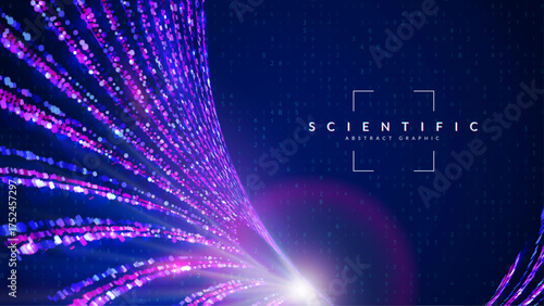 Scientific Research Background. Blue Tech Cosmos Bg. Space Network. Digital Vector Banner For Ai, Biology, And Biotech Event. Abstract Data Science Pattern With Dots.
