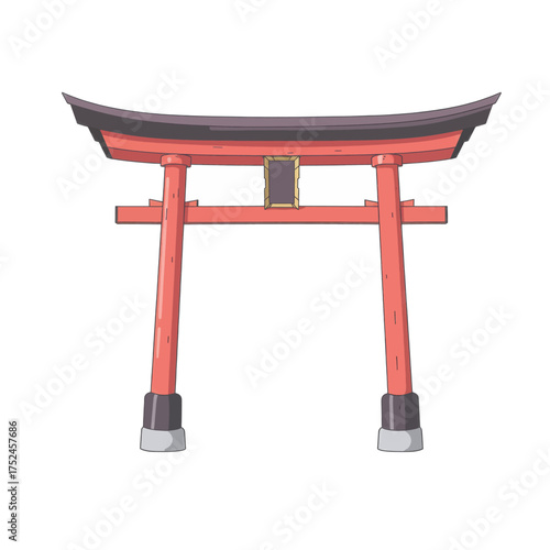 Japanese Torii Gate Silhouette Vector Illustration JP247