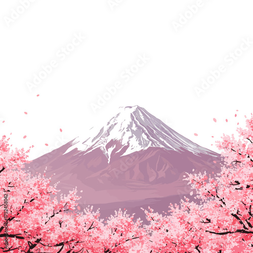 Iconic Mount Fuji Over Cherry Blossoms A Serene Japanese Spring Scene