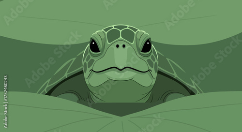 Green Sea Turtle Emerging from Water.