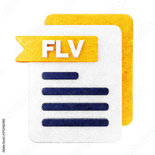 3d file data document icon FLV halftone