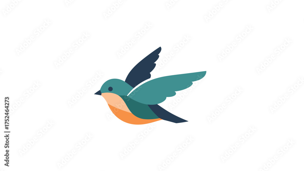 Obraz premium Colorful Small Bird Flying Freedom Nature Wildlife Minimalist Vector Illustration