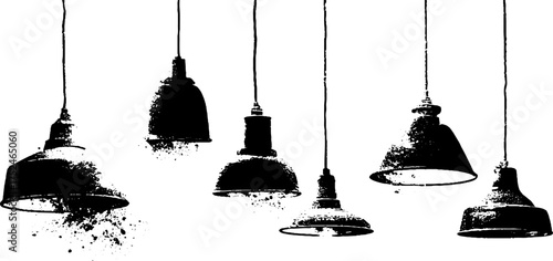 Grunge linocut metal lamps - vintage scandinavian design for interior decoration