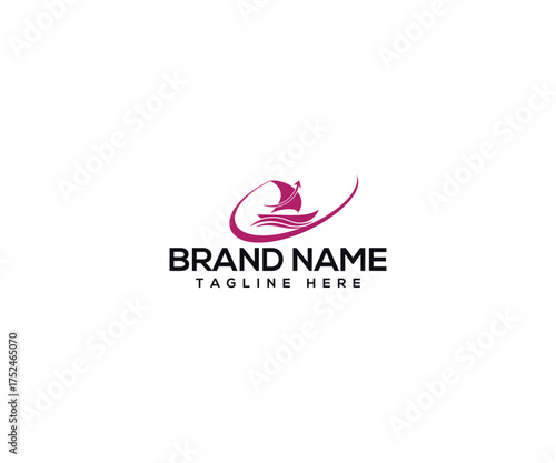 Logo of Sailing Ship: A stylized graphic of a sailing ship gracefully navigating the sea, representing the essence of travel and adventure, all while conveying brand identity.