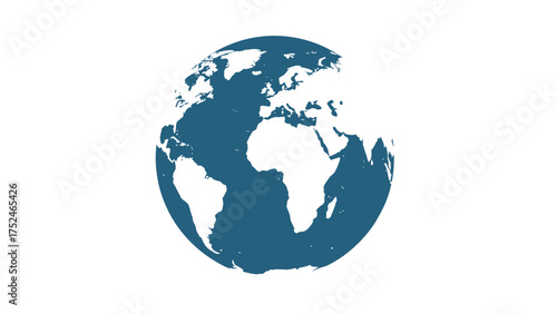 Blue World Globe Map Continents Global Earth Simple Vector Icon