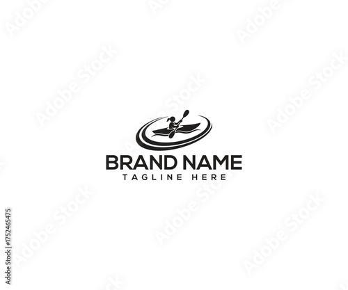Paddle Sports Icon: a dynamic illustration of a kayaker navigating the water, perfect for representing the active lifestyle and outdoor adventure. 