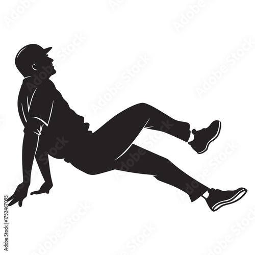 Baseball sliding silhouette