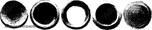 Black and white grunge stencil set of circular drop stains for artistic design and decoration