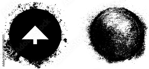 Grunge stencil design with arrow symbol and textured circle for artistic decor