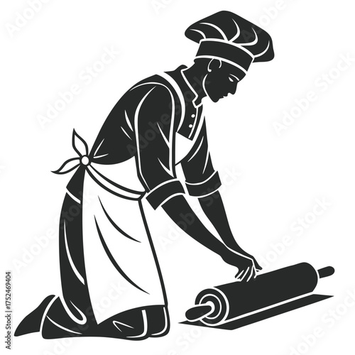 Baker kneading silhouette