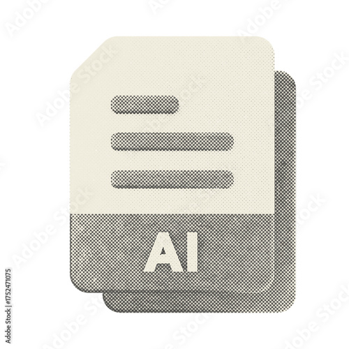 3d file data document icon AI halftone
