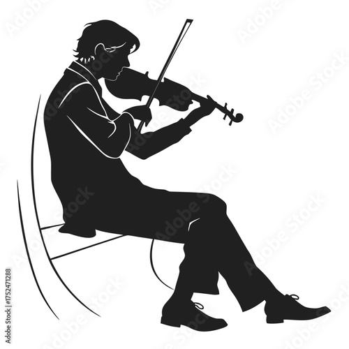 Violinist sitting silhouette